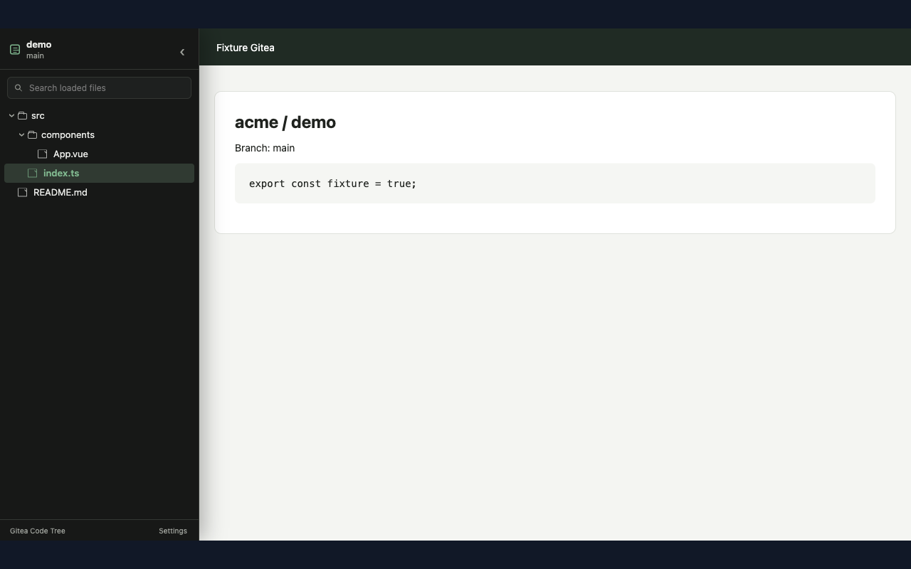 Gitea Tree extension displaying a repository file tree